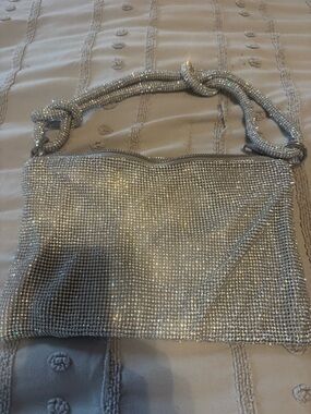Silver Crystal Mesh Evening Bag - Designer-Inspired Women’s Shoulder Purse